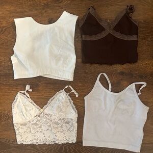 White and Brown Crop Tops Set
